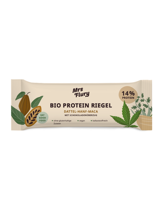 Bio Protein Riegel Hanf-Maca 14% Protein mit Schokoladenüberzug ⚠️Produkt wird ungekühlt verschickt⚠️