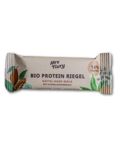 Bio Protein Riegel Hanf-Maca 14% Protein mit Schokoladenüberzug ⚠️Produkt wird ungekühlt verschickt⚠️