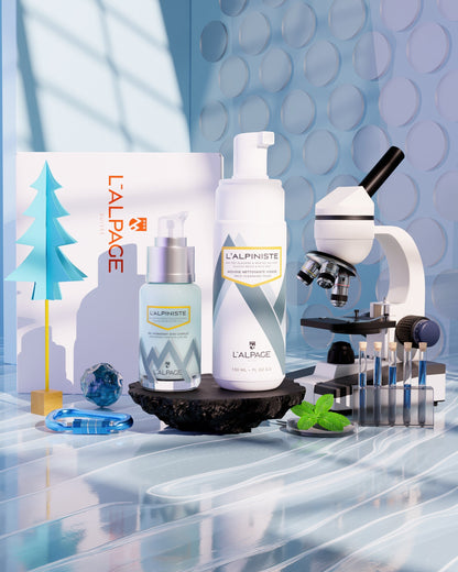 Set oder Geschenkset DUO Vollständige Feuchtigkeitspflege-Gel + Reinigungsmousse L'ALPINISTE
