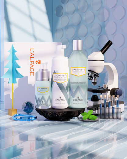 Ensemble / Coffret Cadeau Gel Soin Complet Hydratant + Gel Douche Énergisant + Mousse Nettoyante L'ALPINISTE