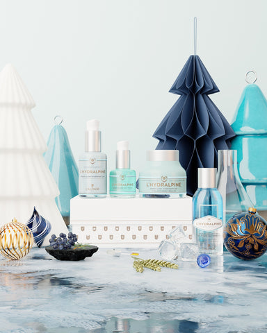 Ensemble ou Coffret Cadeau Crème Visage Hydratante 24h + Sérum Visage Hydratant 24h + Sérum Regard Anti-Poches + Démaquillant Bi-Phasé Résistant à l'eau L'HYDRALPINE