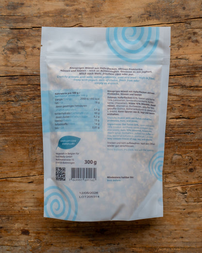 Mrs Flury Healthy Gut Granola 300 g – Crunchy Granola with Oats, Probiotics, Nuts & Seeds