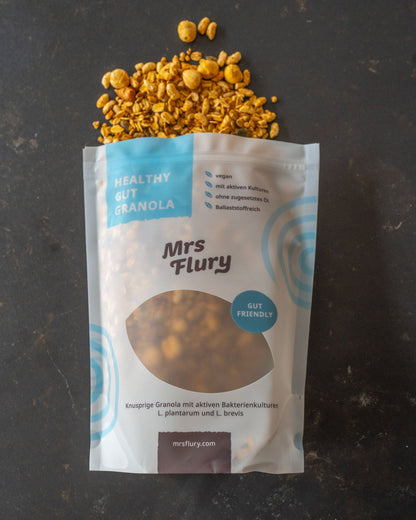 Mrs Flury Healthy Gut Granola 300 g – Crunchy Granola with Oats, Probiotics, Nuts & Seeds