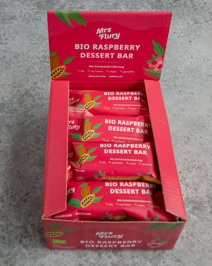 Barre de dessert bio à la framboise 50 g, boîte de 12 pièces, fruitée, chocolatée, naturellement bonne⚠️Produit expédié sans réfrigération⚠️