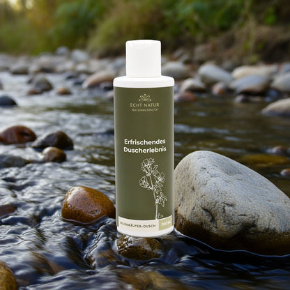 ECHT NATUR Lot de douches aux herbes sauvages – Flacon de 200 ml + Recharge de 1000 ml