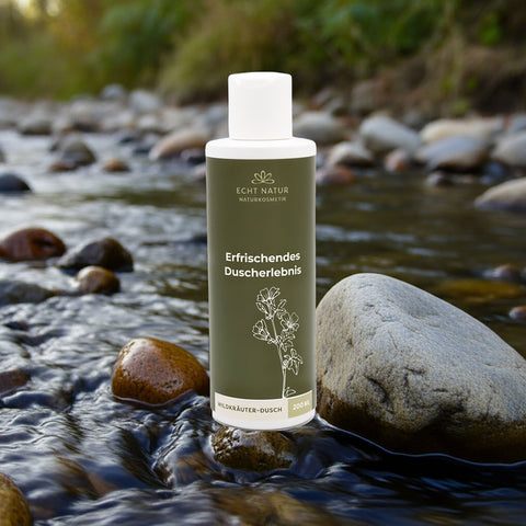 ECHT NATUR Lot de douches aux herbes sauvages – Flacon de 200 ml + Recharge de 1000 ml