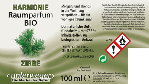 Parfum d’ambiance en bois de pin cembro (Zirben) Unterweger – parfum naturel à l’huile de pin cembro bio, dans un diffuseur en bois pour un rafraîchissement naturel de l’air ambiant