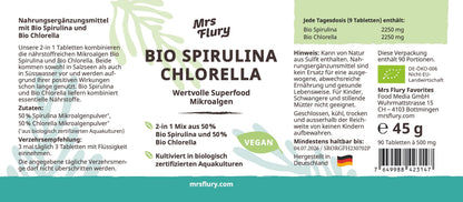 Mrs Flury Organic Spirulina & Organic Chlorella Tablets