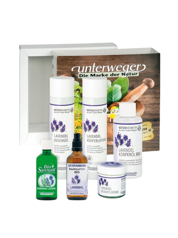 Boîte-cadeau de bien-être Unterweger Lavande & Romarin – Ensemble de cosmétiques naturels avec huiles essentielles pour des soins relaxants & revitalisants