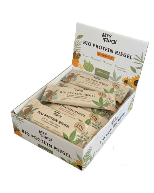 Bio Protein Riegel Hanf Maca Box mit 12 Riegel ⚠️Produkt wird ungekühlt verschickt⚠️