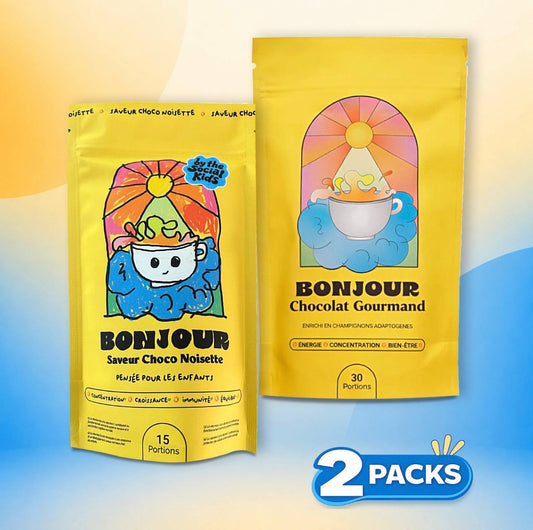 Bonjour duo Gourmet Chocolate – Funktionale Pilze Heiße Schokolade / Kinder-Schokoladen Haselnuss-Geschmack