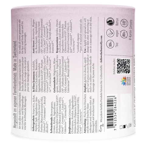 Farfalla – Set di benessere di oli di pietra preziosa | Set di aromaterapia | 7 × 10 ml