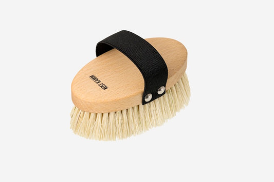 KOSTKAMM Massagebürste, oval, Buche, lange vegane Sisalborsten, 13cm