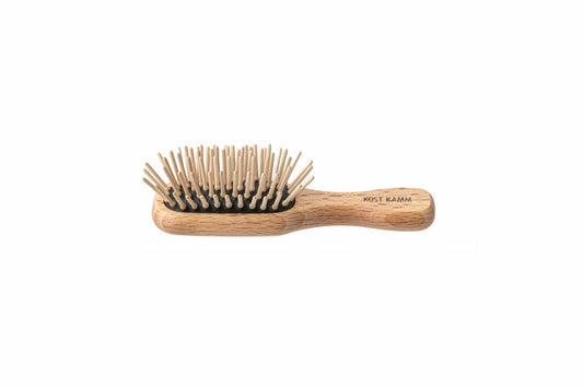 KOSTKAMM Holzbürste, Mini, Buche, gerade Holznoppen, 7-reihig, Tiermotive, 11,5cm