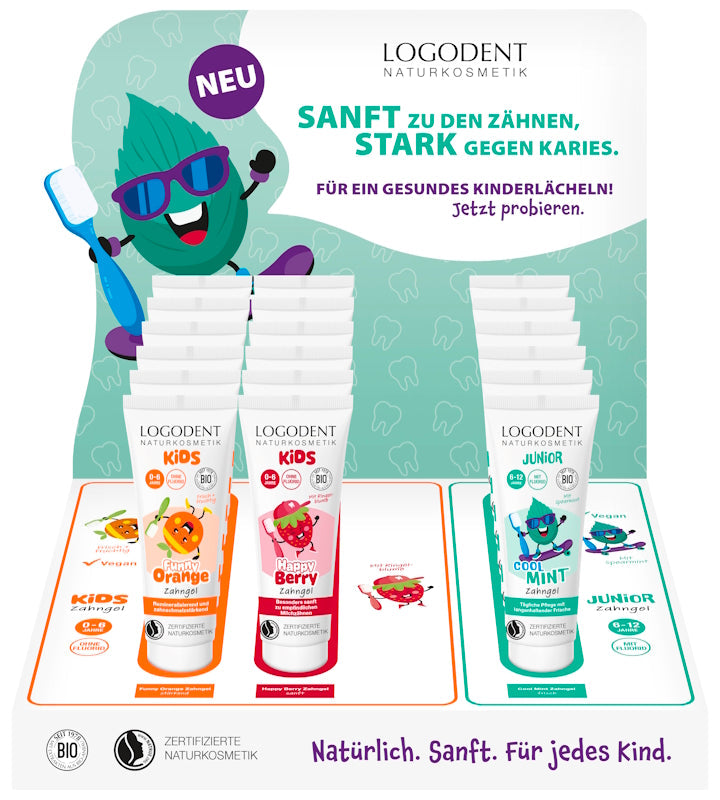 LOGONA Display Children's Dental Care, 6 pieces each