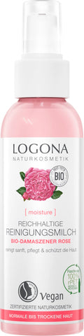 LOGONA MOISTURE Rich Cleansing Milk organic damask rose