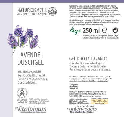 Lavendel Duschgel mit ätherischem Lavendelöl – entspannende & beruhigende Körperpflege | Unterweger