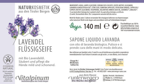 Lavendel Flüssigseife mit ätherischem Lavendelöl – sanfte & beruhigende Handseife | Unterweger