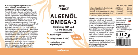Mrs Flury Algae Oil Omega-3 Capsules