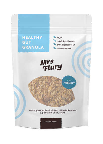 Mrs Flury Healthy Gut Granola 300 g – Crunchy Granola with Oats, Probiotics, Nuts & Seeds