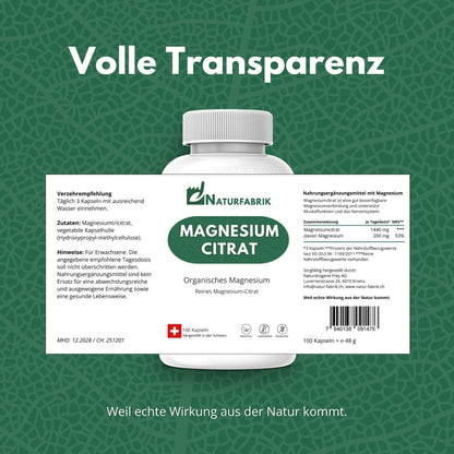 NATURFABRIK Magnesium Citrat Kapseln 100 Stk