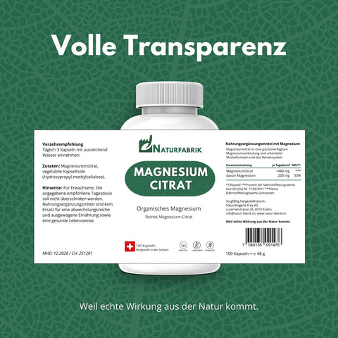 NATURFABRIK Magnesium Citrat Kapseln 100 Stk
