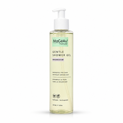 Bottle of MaGeAu Gentle Shower Gel on a white background