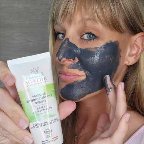 Masque au charbon actif à la bave d'escargot certifié bio - désincrustant & purifiant