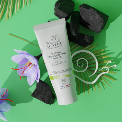 Masque au charbon actif à la bave d'escargot certifié bio - désincrustant & purifiant
