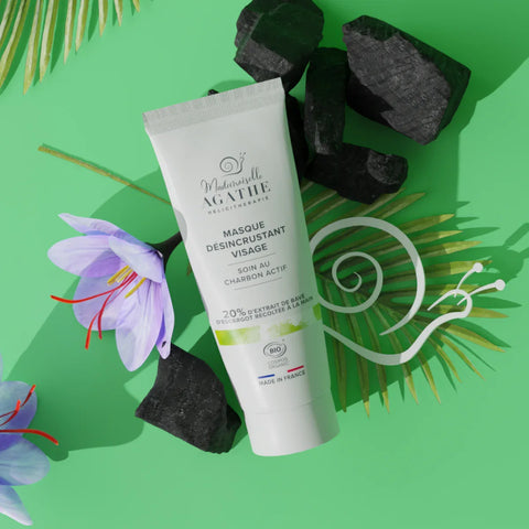 Masque au charbon actif à la bave d'escargot certifié bio - désincrustant & purifiant