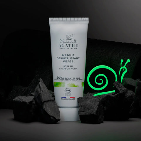 Masque au charbon actif à la bave d'escargot certifié bio - désincrustant & purifiant