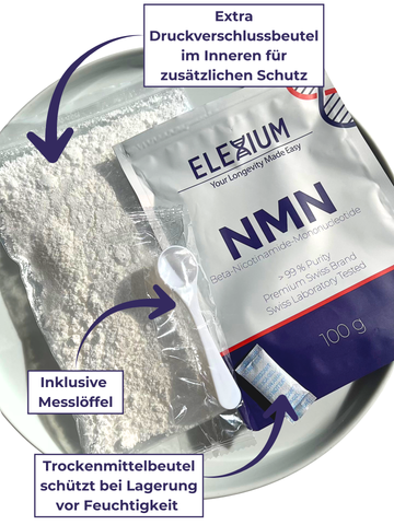 Uthever® NMN Pulver 100g | Nicotinamid Mononukleotid mit >99 % Reinheit – Laborgeprüft – Swiss Quality