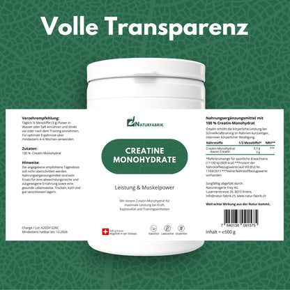 NATURFABRIK Naturpower Duo – Creatine Monohydrate Pulver & Magnesium Bisglycinat Kapseln