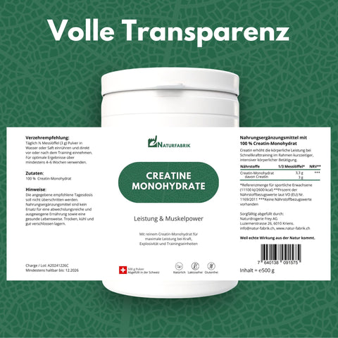 NATURFABRIK Naturpower Duo – Creatine Monohydrate Pulver & Magnesium Bisglycinat Kapseln