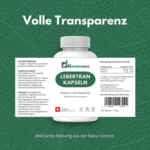 NATURFABRIK Lebertran Kapseln 200 Stück