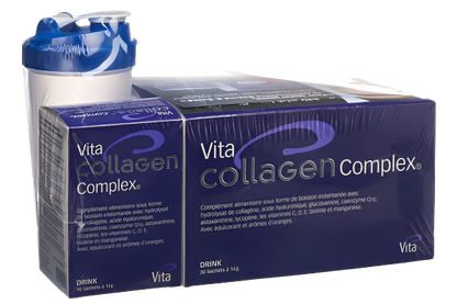 Package of Vita Collagen Complex Trio with orange flavour and free 10 sachets