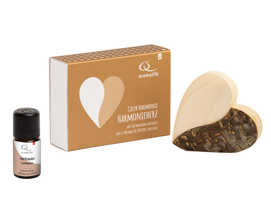 AROMALIFE Geschenkset Harmonie Herz 7cm Holz