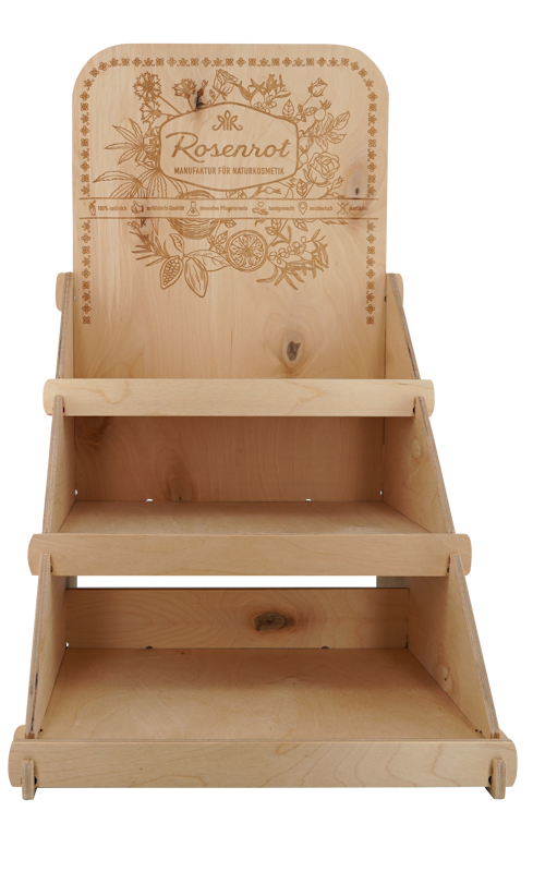 ROSENROT Leer - Thekendisplay Holz