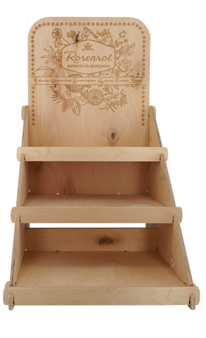 ROSENROT Leer - Thekendisplay Holz