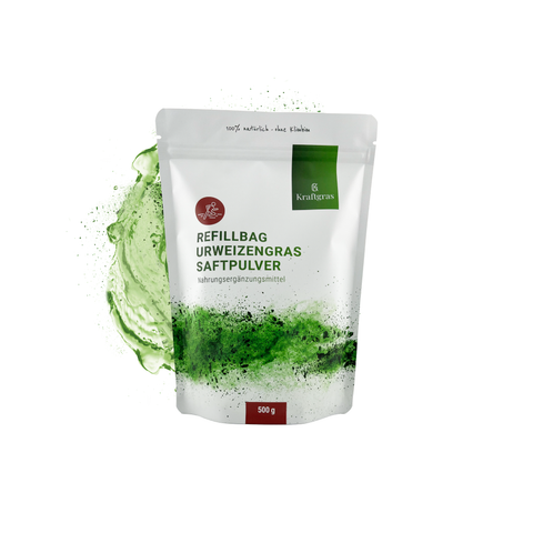Recharge-sachet d’herbe de blé (KAMUT® Khorasan) en poudre de jus
