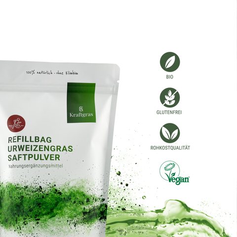 Recharge-sachet d’herbe de blé (KAMUT® Khorasan) en poudre de jus