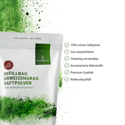 Recharge-sachet d’herbe de blé (KAMUT® Khorasan) en poudre de jus