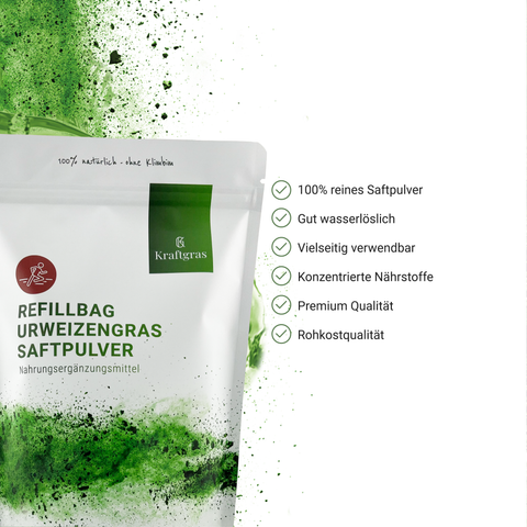Recharge-sachet d’herbe de blé (KAMUT® Khorasan) en poudre de jus