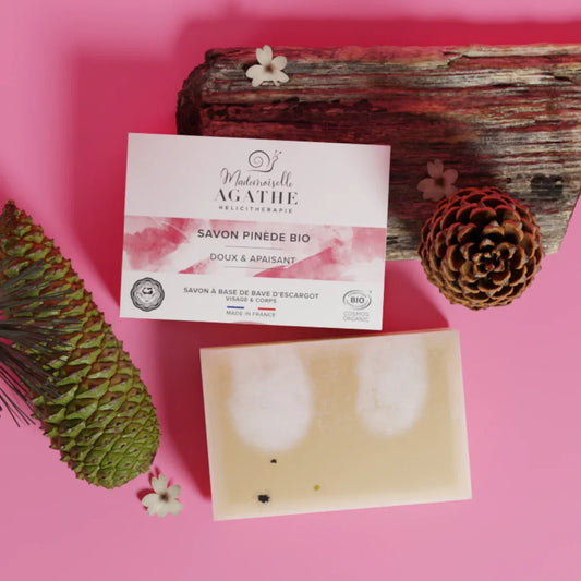 Savon pinede à la bave d'escargot bio - doux & apaisant