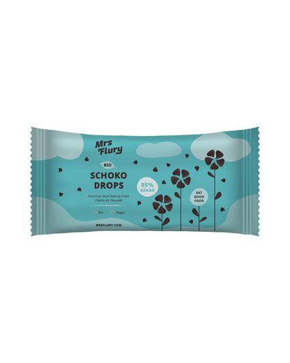 Mrs Flury Organic Chocolate Drops 85% Cocoa – American Style Vegan Baking Chips (250 g) - ⚠️ Product is Shipped Without Refrigeration ⚠️