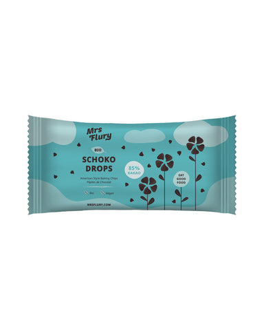 Mrs Flury Organic Chocolate Drops 85% Cocoa – American Style Vegan Baking Chips (250 g) - ⚠️ Product is Shipped Without Refrigeration ⚠️
