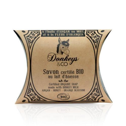 Savon au lait d'ânesse ŕ l'huile d'argan au miel et ŕ la fleur d'oranger, Donkeys & Co, 100g*