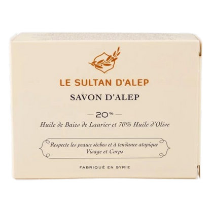Savon d'Alep forme de rectangle 20% de baies de laurier, Le Sultan d’Alep, 150g*