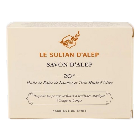 Savon d'Alep forme de rectangle 20% de baies de laurier, Le Sultan d’Alep, 150g*