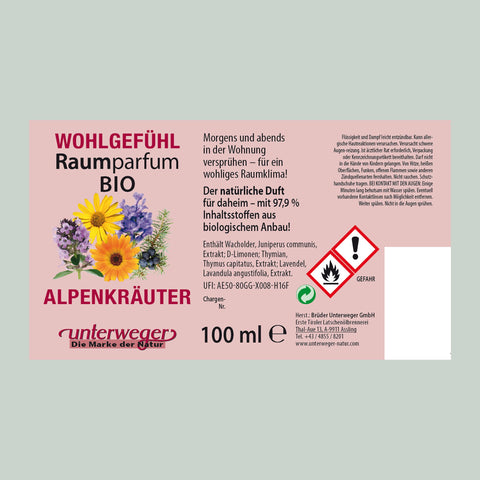 BIO Profumo per ambienti Alpenkräuter Unterweger – Freschezza naturale con oli essenziali